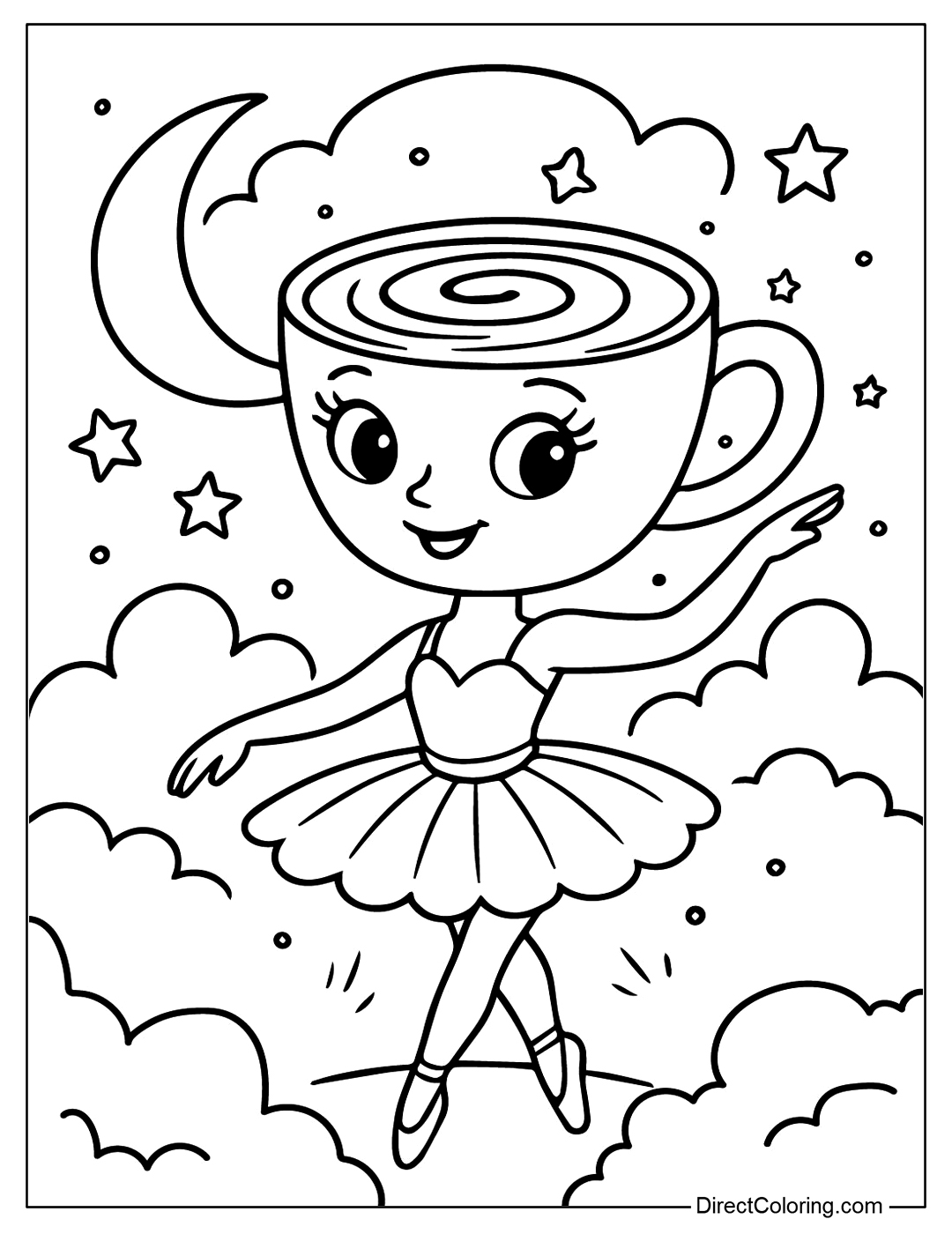 Cappuccina Dreamer Ballerina Coloring Page  Free